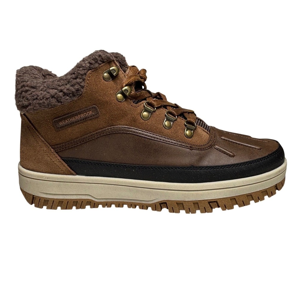 Brand New WEATHERPROOF Mens Landon Brown Suede Leather Laced Winter Boots Size 9 - Picture 5 of 9